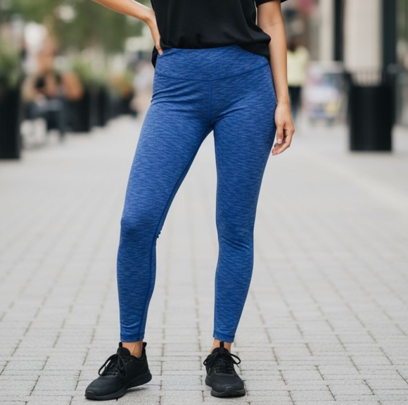 Tuff Athletics Black and Blue Leggings - Picture 1 of 8